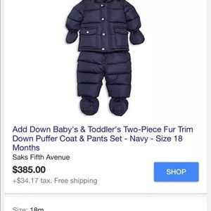 ADD Down Snowsuit 12 Months NWT